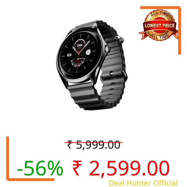 Boat Ultima Aeris 1.43" AMOLED Display, 1000 nits Brightness, Ultra Slim 8mm Metal Build, IP68, Auto HR & SpO2 Monitoring, Sleep & Stress Tracking, Stylish Smartwatch for Men & Women (Active Black)