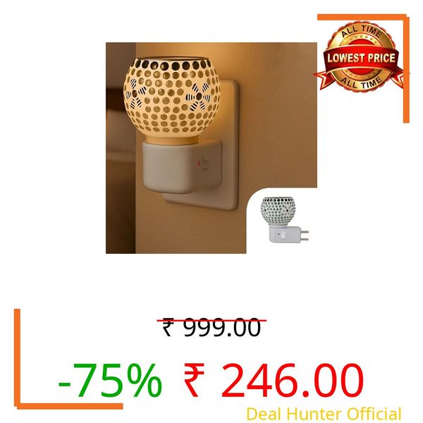 FAMEADDA Glass Kapoor Dani Electrical Camphor for Home/Kapurdani Night Lamp/Multi Functional Essential Oil Diffuser/Camphor Burner Diffuser for Puja Essentials Machine with On/Off Switch for Heating