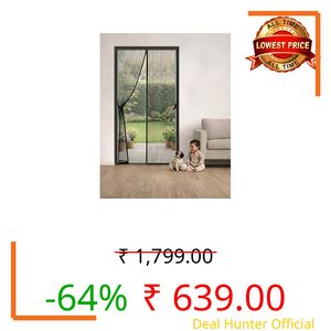 Happy Penguin Magnetic Mosquito Net for Door (95x205 cm) Polyester Mesh | Auto Close with Strong Magnets | Easy DIY Installation Hook Tape | Hands-Free Insect Screen Curtain for Home, Kids & Pets