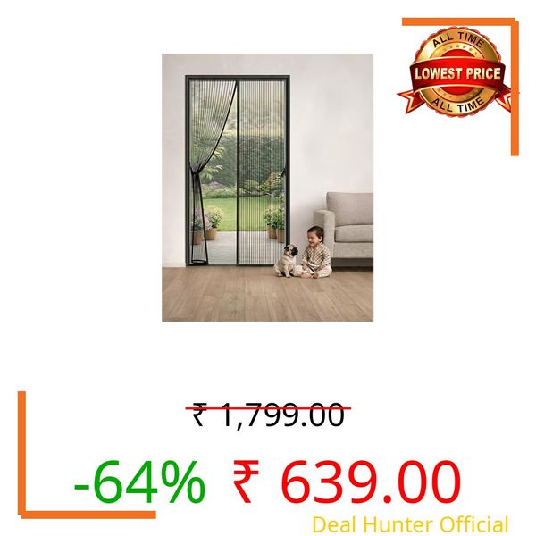 Happy Penguin Magnetic Mosquito Net for Door (95x205 cm) Polyester Mesh | Auto Close with Strong Magnets | Easy DIY Installation Hook Tape | Hands-Free Insect Screen Curtain for Home, Kids & Pets