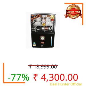 Aqua X Purelux Grand Plus Black RO Water Purifier | RO+UV+UF | Copper & Zinc Booster | 12L Storage | High TDS Taste controller | 1 Year Warranty | Home & Office.