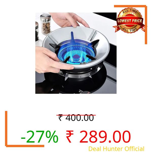 (Pack of 2) Heavy Duty Gas Saver Burner Stand - Energy Saving Windproof Metal Gas Chula Stove Stand, Gas Stove Fan Air Protector For High Flame - Supports 4 & 5 Legs Gas Stoves