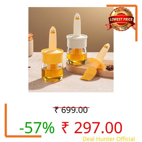 SWEET VIEW 200ML Oil Dispenser with Brush for Kitchen | Glass Oils Bottle with Silicone OilBrush for Cooking | Small Oil Container with Brush for Dosa Tawa, BBQ, Baking & Air Fryer (Color May Vary)