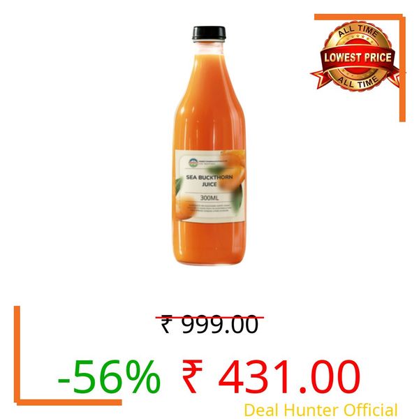 Pandit Organic Sea Buckthorn Juice Concentrate 300ml, Cold-Pressed, Rich in Omega 3 6 7 9, Vitamin C, 190+ Bio-Active Elements, Makes 50 Glasses