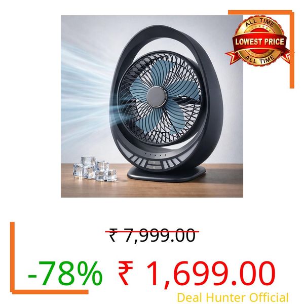 PESOMA Table Fan, Small Portable Desktop Fan with Strong Wind, Quiet Operation Personal Mini Fan for Home Office Bedroom Kitchen Table and Desktop-Handle Exterior Scratch-Free (Black-R)