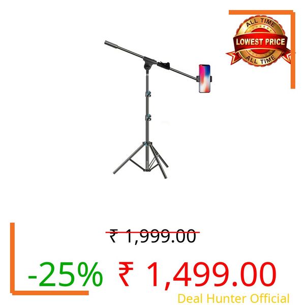 Brolaviya 360-Degree Tripod with Telescopic Crossbar Long arm Stick, 230cm top Height, Portable, for Photography & Videography, Ideal for Live Streaming, Overhead Tripod Stand with Mobile Bracket