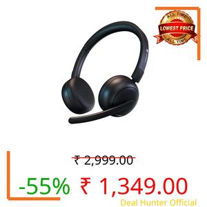 Portronics Muffs A3 On Ear Headphone with Inbuilt Flexible Boom Mic & Dual ENC Technology, Upto 50 Hours Playtime, Deep Bass, Bluetooth Version 6.0, 40mm Dynamics Driver, Type C Fast Charging(Black)