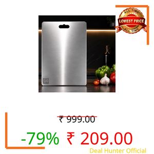 EBBSTONE Stainless Steel Chopping Board Vegetable,Fruit Cutting, Kneeding, Cake Prep, Heavy Duty Chopping-Board (Size 31.8CM X 21CM)
