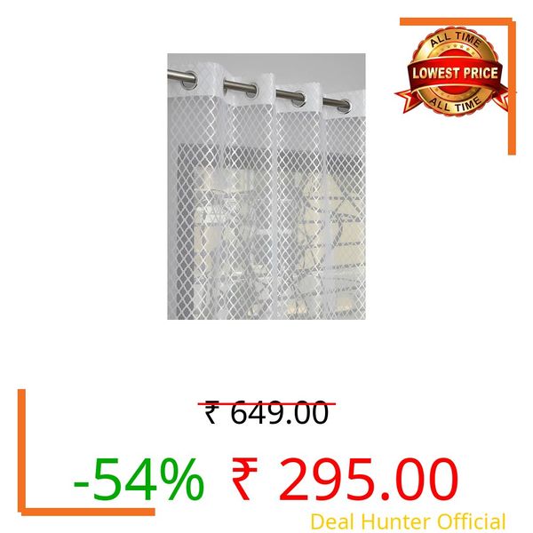 YUKANY Sheer Net Semi Transparent Home Décor Curtains for Living Room, Balcony Doors and Windows Panel, Parda, Eyelets Hanging, White, 1 Piece, 4 x 6 Feet