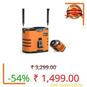 Tuarso Portable Waist Fan with Clip, 10000mAh Rechargeable Wearable Belt/Neck USB Fans, 3 Lights, 25-Hour Cooling, LED Display, 4-in-1 Table Fans for Outdoor, Camping, Travel (Orange)