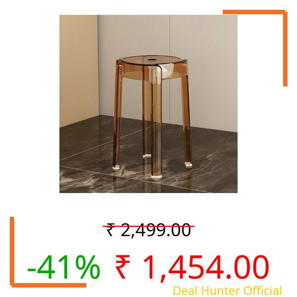 The Artment your artistic apartment Tan Color CrystalNest Transparent Acrylic Stackable Round Accent Stool, Modern Side Stool for Living Room, Bedroom, Home & Office (Set of 1)