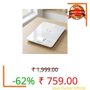 Themisto TH-WS19 Digital Kitchen Weighing Scale With Touch Screen Controls | For Cooking, Baking, Health & Fitness | Max Capacity 5kg | Tempered Glass | Tare Function | 6 Months Warranty
