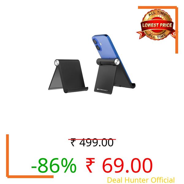Zebronics Foldable Mobile & Tablet Stand, Multi-Angle Adjustable, Supports Up to 30.48cm Devices, Lightweight & Portable Design (MTS30)