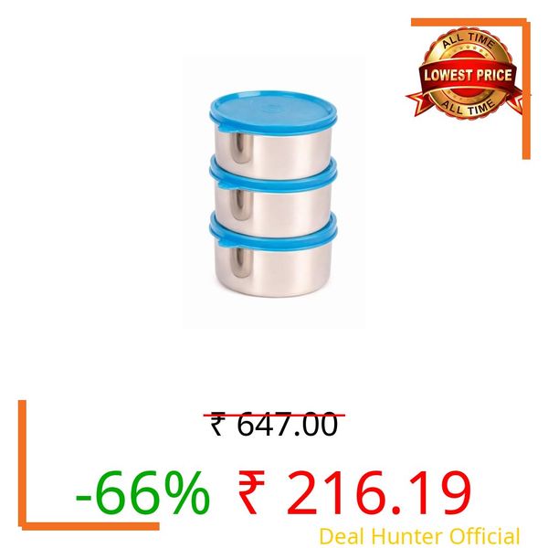 TOSAA Stainless Steel Sigma Container Large - 1530 ml (Pack of 3) | Airtight & Leakproof Lid |Compact & Travel-Friendly | Easy to Carry | Perfect for Office, School & Home Use Large