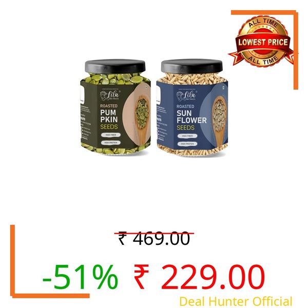 LILA DRY FRUITS Roasted Pumpkin & Sunflower Seeds Combo Pack 300 Grams (150g x 2) | Crunchy Roasted Seeds Snack | Healthy Daily Namkeen for Men & Women | Tasty Protein Rich Snack Perfect for Gifting