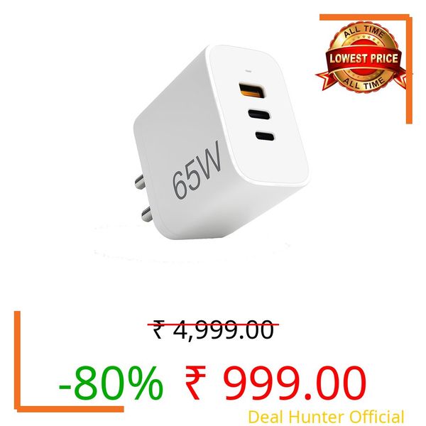 Addtam Original 65W Multi-Port Charger Type C PD Fast Charging Adapter for Laptop/MacBook/Tablet/Samsung/Google/Nothing/Motorola/Oneplus/iPhone & Android Smart Phones, Supports All Protocols