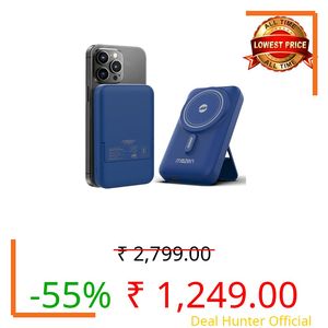 Mozen by Amkette Surge Air S1 10000mAh Power Bank | MagSafe Power Bank Fast Charging | 22.5W USB-C Input/Output + 18W USB-A | 15W Qi Wireless for Android & 7.5W iPhone12 & Above | 1 Year Warranty