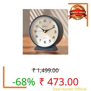 AERYS 4.5 inch Analog Alarm Clock with 1 Year Warranty, Retro Desk Clock Battery Operated,Slient Metal Table Clock with Light for Living Room Decor,Bedroom,Bedside (Navy Blue)