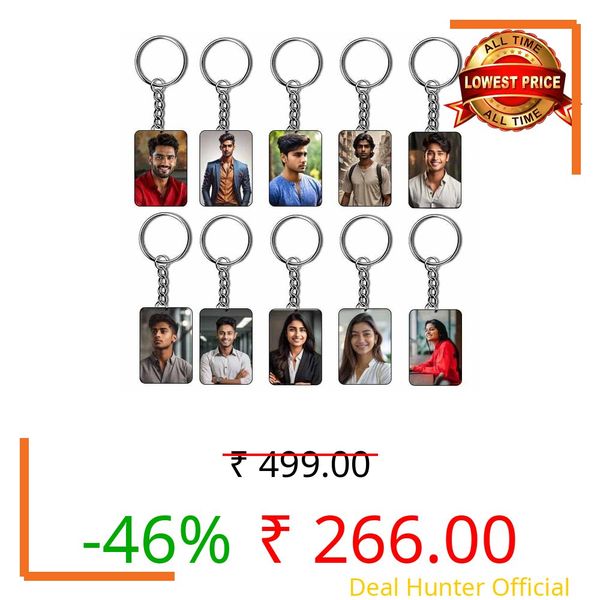 OSMLY Personalised Photo/Name Keychain Customised Photo Key Chain With Picture For Bike, Car, Home, Office, Decor, Marketing, Promotional (Set of 10)