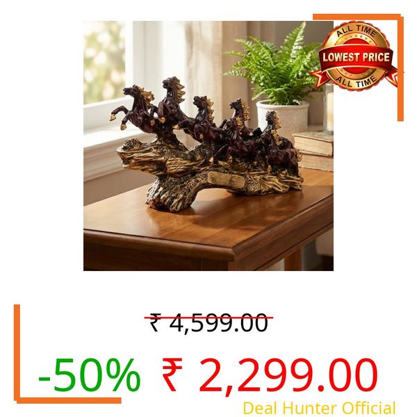 eCraftIndia Resin 7 Running Victory Horse Statue | Vastu Feng Shui Showpiece for Home Decor Office | Horse Figurine Good Luck Gift for Housewarming Birthday