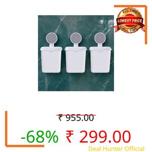 OCCURA Adhesive Toothbrush Holder For Bathroom Wall, Pack Of 3