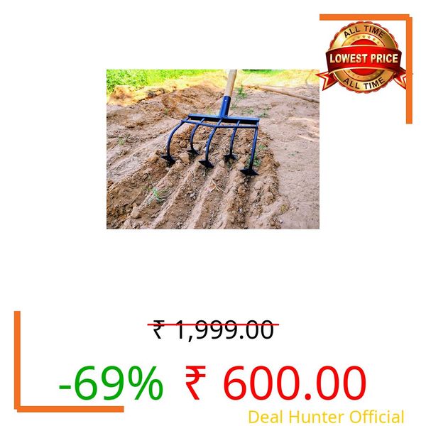 Soilkheti Heavy-Duty 5-Hal Agriculture Hand Cultivator for Soil Loosening & Aeration | Manual Tiller & Plough Tool by Shankra Creations