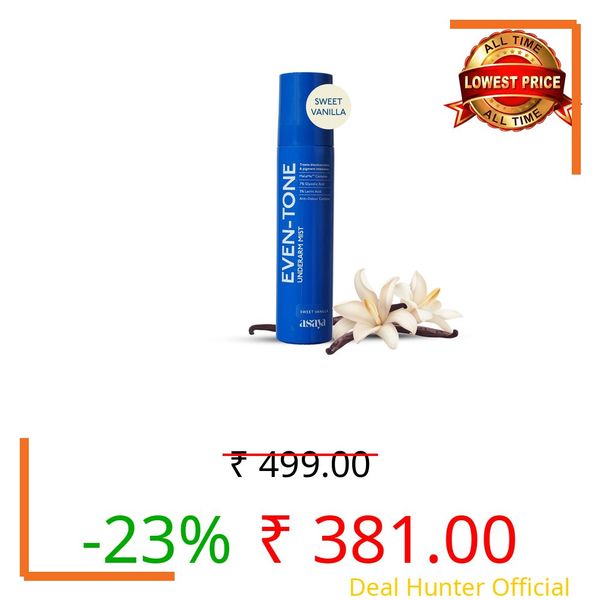 Asaya Even Tone Underarm Mist | Lightweight Spray for Underarm Pigmentation Removal & Odour Control | Even Tone Underarm Mist for Dark Underarms | Sweet Vanilla | 100 ml