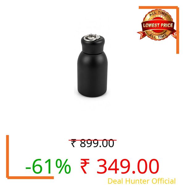 250ML Mini Stainless Steel Water Bottle Leak Proof Freezer & Fridge Safe Small Metal Water Bottle for School Office Travel Outdoor (Black)