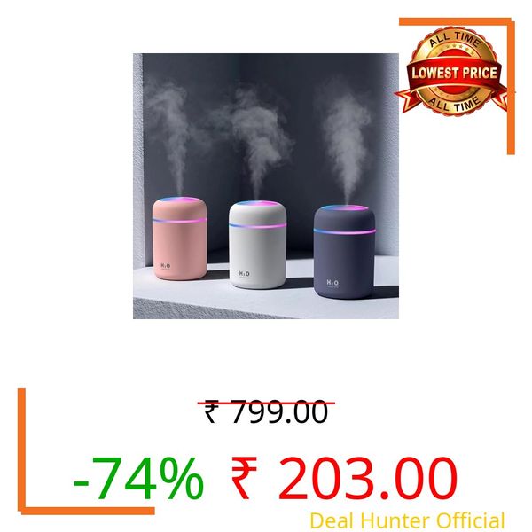PREZONE H2O Diffuser with Colorful LED Lights for Home Office & Small Rooms, Portable Cool Mist Small Quiet Air Humidifier for Aroma Therapy, Ultrasonic Essential Oil Diffuser for Moisture (Random)