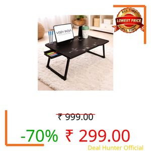 Smart Latest Multipurpose Foldable Laptop Table with Cup Holder, Study Table, Bed Table, Foldable and Portable/Ergonomic & Rounded Edges/Lifetime Non-Slip Legs (Flower Cotted)