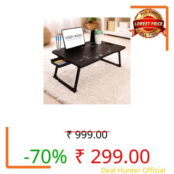 Smart Latest Multipurpose Foldable Laptop Table with Cup Holder, Study Table, Bed Table, Foldable and Portable/Ergonomic & Rounded Edges/Lifetime Non-Slip Legs (Flower Cotted)