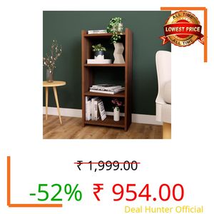 ECOLINE Book Shelf for Home Library with Assembly | Laminated Engineered Wood Storage Rack for Living Room, Office, Kitchen, Bedroom (Walnut, 3 Layer)