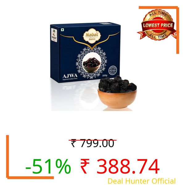 Nabat Dates Premium Ajwa Dates | Soft & Naturally Sweet | Authentic Ajwa Khajur | Rich in Fiber & Energy | Healthy Dry Fruits for Snacking, Ramadan, Gifting & Family Use (500 Gram)