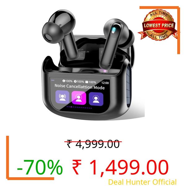 Wireless Earbuds in Ear, Bluetooth 5.4 Headphones Multi-Function Touch Screen with 5 EQ Modes, 48H Ear Buds Bass Stereo, ANC Noise Cancelling/Transparency Mode, IPX7, Ultra-Comfort, Black