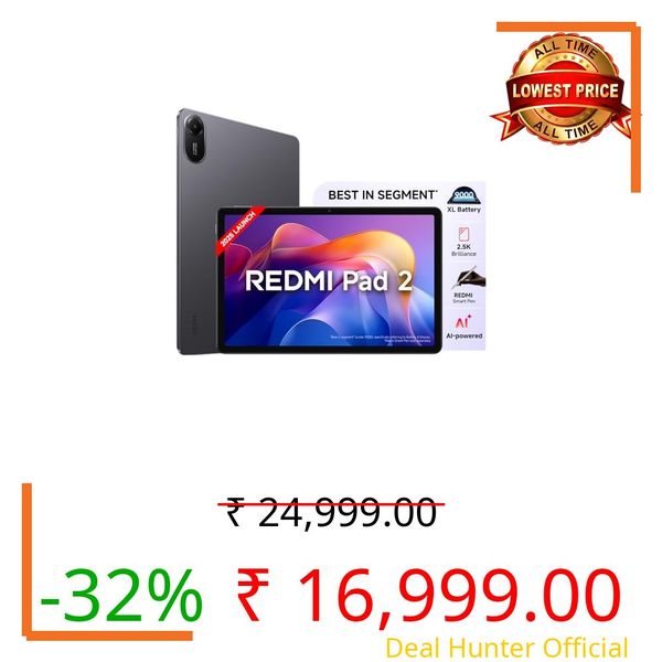 Redmi Pad 2 Wi-Fi, Active Pen Support, 27.94cm(11") Model, 2.5K Sharp & Clear Display, 8GB, 128GB, All Day & More 9000mAh Battery, AI-Enabled, Dolby Atmos, HyperOS 2, Graphite Grey