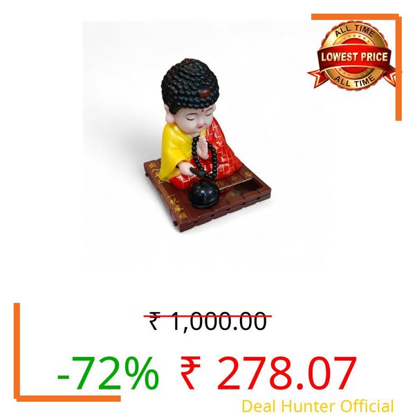 Monk Buddha Idol with Prayer Beads, Feng Shui Lucky Statue for Home Decor, Office, Study Table & Temple, Spiritual Showpiece for Peace & Positivity