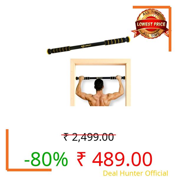 UPLIFT Pull Up Bar for Home 100 KG | Heavy Duty Doorway Chin Up Bar | Adjustable 62–100 CM No Drill Gym Rod with Anti-Slip Grip | Home Workout & Strength Training Equipment