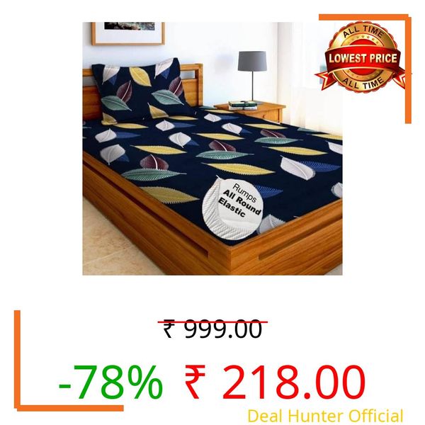 Geeta Presents® 100% Cotton 160 TC Wrinkle Free Printed Single Bedsheets with 1 Matching Pillow Cover, (60X90 Inches, 4 X 6 Feet A1107