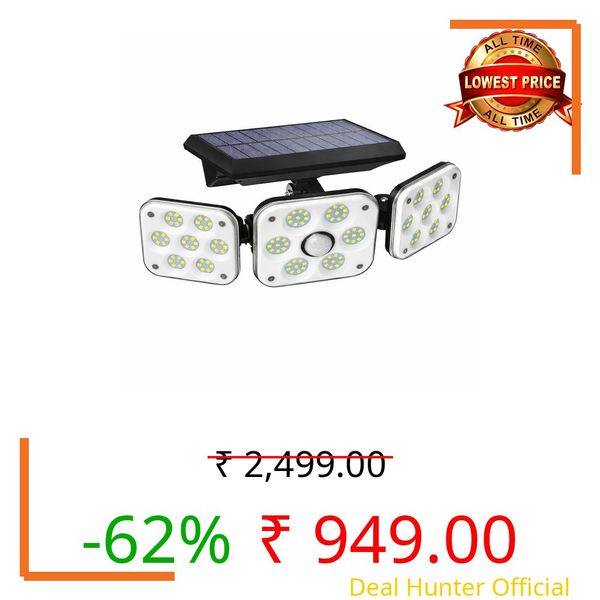 WIDEWINGS Outdoor Solar Light, Solar Light with Motion Sensor Ip65 Waterproof 138 Led Outdoor Solar Floodlight 3 Heads for Garden (1)