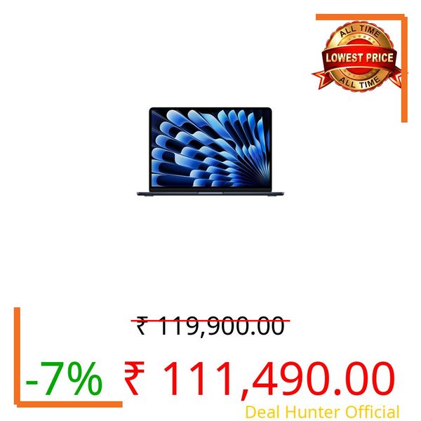 Apple 2026 MacBook Air 13″ Laptop with M5 chip: AI and Apple Intelligence, 34.46 cm (13.6″) Liquid Retina Display, 16GB Unified Memory, 512GB SSD Storage, 12MP Center Stage Camera, Touch ID; Midnight