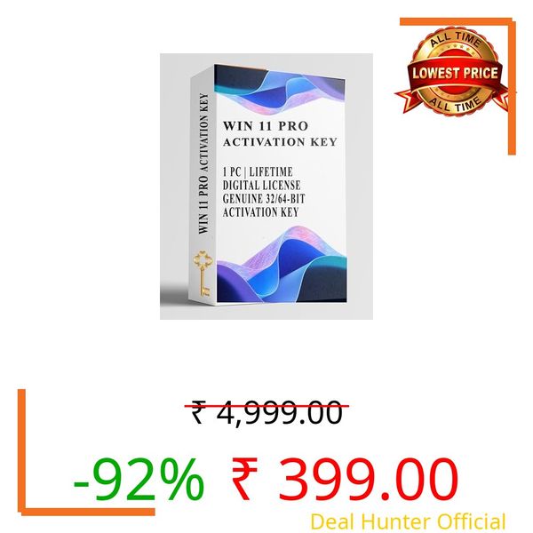 WIN 11 Professional (PRO) Digital License Activation Key, 1 PC/Laptop Lifetime, 100% Genuine 32/64-Bit Compatible, Permanent Activation, Unlimited Reinstallations Supported [OS Key Card]