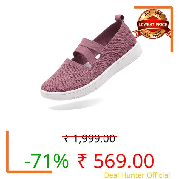 Kraasa Ballet Flats Bellies for Women, Walking Flat Shoes for Woman, Lightweight Elastic Fit and Comfort, Ballerina for Ladies and Girls Pink UK 5