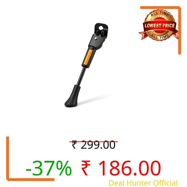 VAMOS® 20 Inch Cycle Stand & Kickstand for 20T Bicycles | Fits Tyre Size 20×1.75 / 2.125 / 2.35 / 2.40 | Heavy-Duty Steel Side Stand with Anti-Slip Rubber Base | Hub Axle Bracket Mount (Reflector)