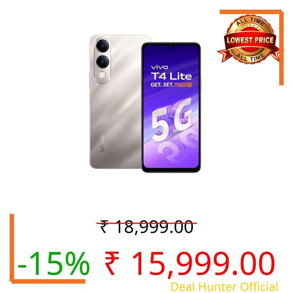 vivo T4 Lite 5G (Titanium Gold, 6GB RAM, 128GB Storage) | 50MP + 2MP Dual Camera | 5MP Selfie | 6.74" HD+ Display | Dimensity 6300 5G Processor | 6000mAh Battery | Charger in the Box