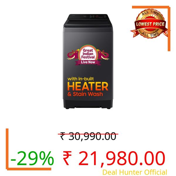 Samsung 8 Kg, 5 Star, Hygiene Steam, Ecobubble, Quick Wash, Soft Closing Door, Digital Inverter, Fully-Automatic Top Load Washing Machine (WA40F08H2CTL, In-Built Heater, Stainwash, Deep Charcoal)