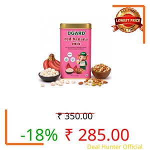 DGARD Red Banana Milk Mix with Almond, Cashew, Pistachio, Walnut & Makhana – Creamy Banana Drink Powder for Milk – Nutritious Milkshake Mix for Kids & Adults – Easy to Prepare Beverage – 200g