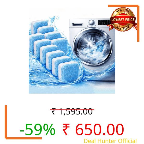 Washing Cleaner Machine Tablet - 60 Tablet - Descaler for Washing Machine Top Front Load | Remove Limescale & Soap Scum, Tough Grime | Protects Clothes from Residue - Washing Machine tub Deep Cleaner