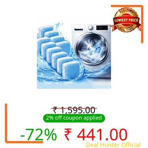 Washing Cleaner Machine Tablet - 48 Tablet - Descaler for Washing Machine Top Front Load | Remove Limescale & Soap Scum, Tough Grime | Protects Clothes from Residue - Washing Machine tub Deep Cleaner