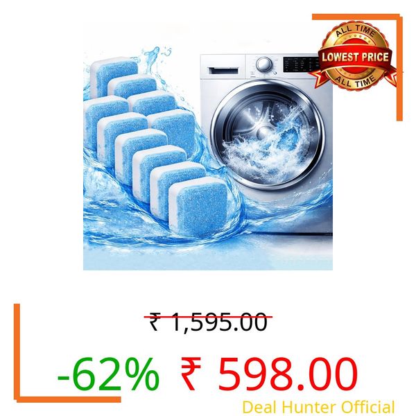 Washing Cleaner Machine Tablet - 48 Tablet - Descaler for Washing Machine Top Front Load | Remove Limescale & Soap Scum, Tough Grime | Protects Clothes from Residue - Washing Machine tub Deep Cleaner
