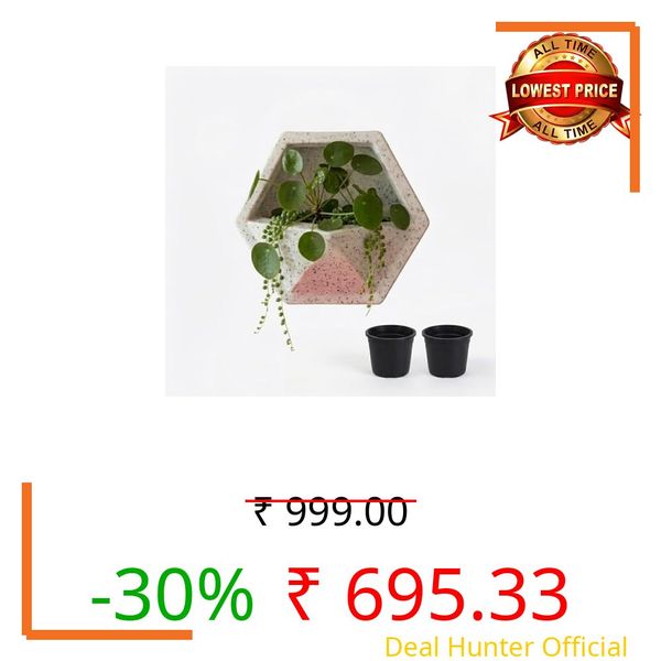 Urban Upvan 12 Inch Hexagon Wall Mount Planter Pot | Wall Hanging Flower Pot Polymer | Modern Geometric Indoor Outdoor Plant Holder | White | Pack of 1